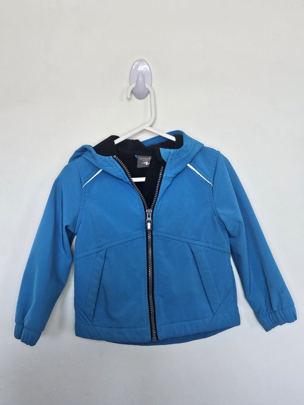 Athletic Works Boys Blue Softshell Hooded Jacket 3T Fleece Lined Activewear🩷